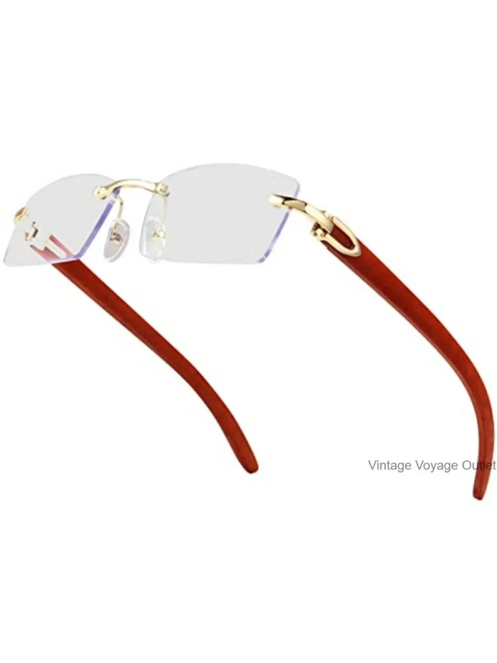 Retro Rimless Rectangle Sunglasses for Women Men UV400 Protection